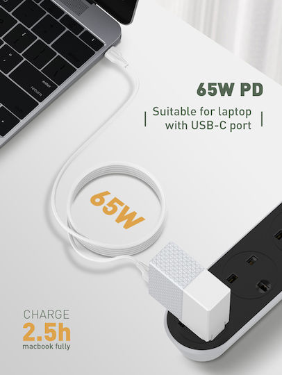 Ldnio USB 3.1 Kabel USB-C männlich - USB-C 65W PD Weiß 1m