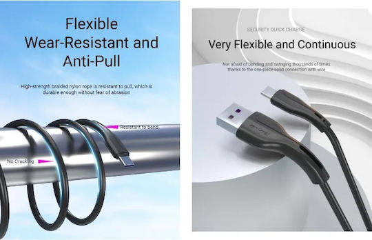 Awei CL-223T USB 2.0 Cable USB-C male - USB-A Λευκό 1m