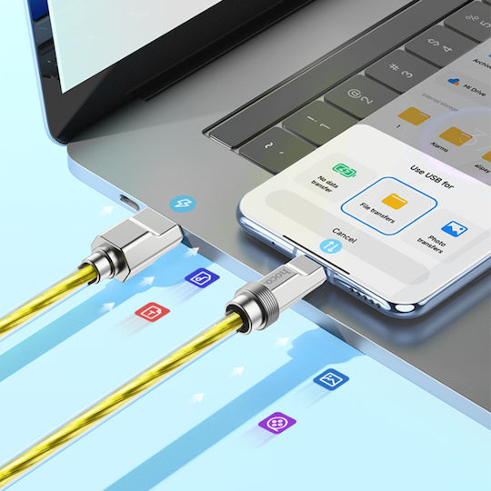Hoco U113 Плетен USB 2.0 Кабел USB-C Мъжки - USB-A 100W Захранване (PD) Син 1м