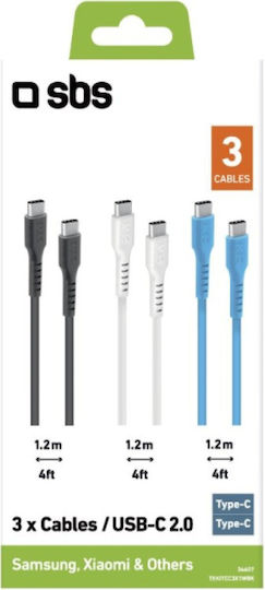 SBS 3-Pack USB 2.0 Cable USB-C male - USB-C Μαύρο 1.2m KITCC3X1WBK 3τμχ