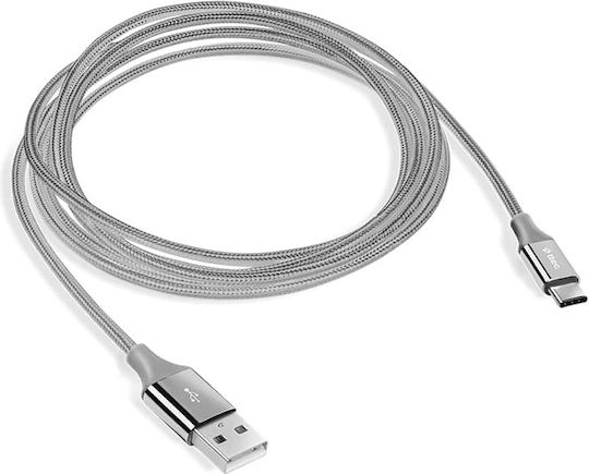 TTEC Плетена USB 2.0 Кабел USB-C мъжки - USB-A мъжки Сив 1.2м (2DK18UG)