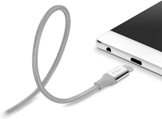 TTEC Плетена USB 2.0 Кабел USB-C мъжки - USB-A мъжки Сив 1.2м (2DK18UG)