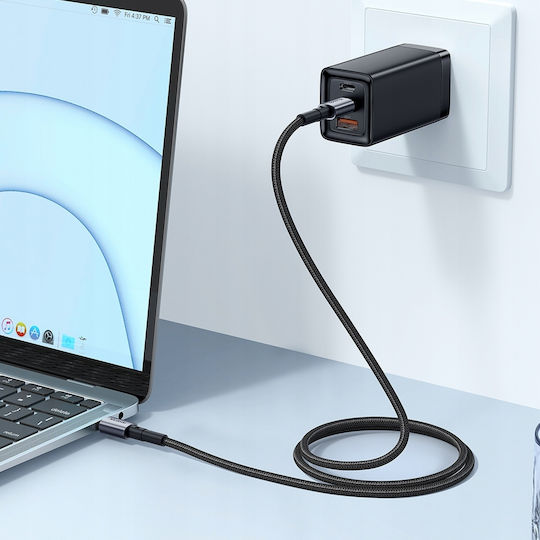 Mcdodo Плетен USB 3.0 Кабел USB-C Мъжки - USB-C 65W Захранване (PD) Черен 1м CA-3130