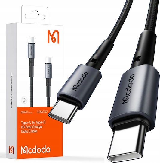 Mcdodo Плетен USB 3.0 Кабел USB-C Мъжки - USB-C 65W Захранване (PD) Черен 1м CA-3130