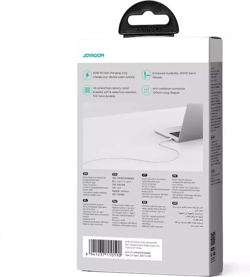 Joyroom Multi-color Series Sa34-cc3 USB 2.0 Cable USB-C male - USB-C 60W PD Λευκό 1m