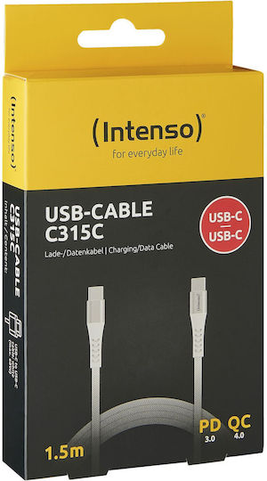 Intenso C315C Braided USB 2.0 Cable USB-C male - USB-C 60W PD Λευκό 1.5m 7901002