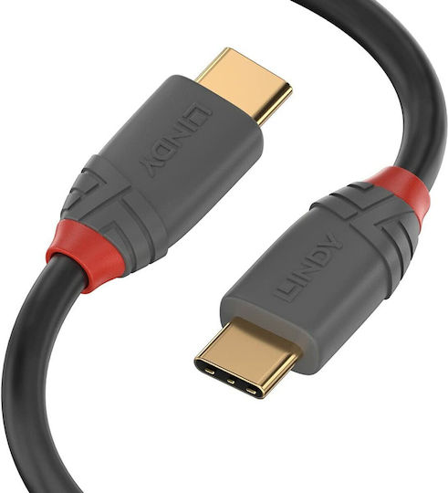 Lindy Anthra Line USB 2.0 Cable USB-C male - USB-C 100W PD Μαύρο 1.5m 36902