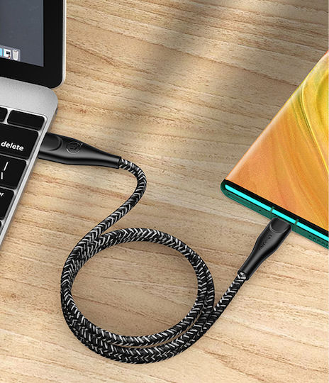 Usams US-SJ392 Braided USB 2.0 Cable USB-C male - USB-A 10W Μαύρο 1m SJ392USB01