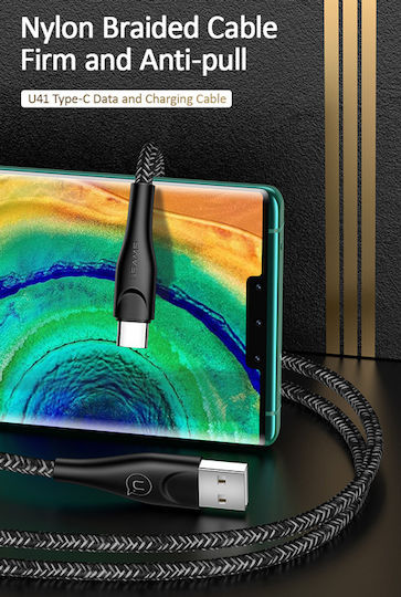 Usams US-SJ392 Braided USB 2.0 Cable USB-C male - USB-A 10W Μαύρο 1m SJ392USB01