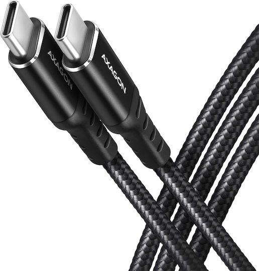 Axagon Braided USB 4 Video Cable USB-C Male - USB-C 100W PD Black 1m