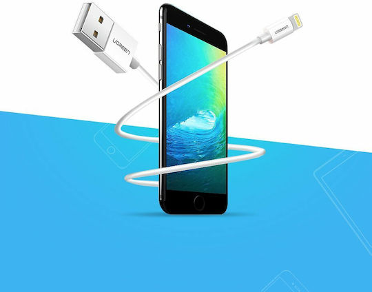 Ugreen US155 USB-A to Lightning Cable 12W Λευκό 1m (20728)