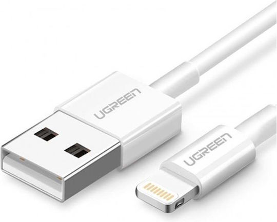 Ugreen US155 USB-A to Lightning Cable 12W Λευκό 1m (20728)