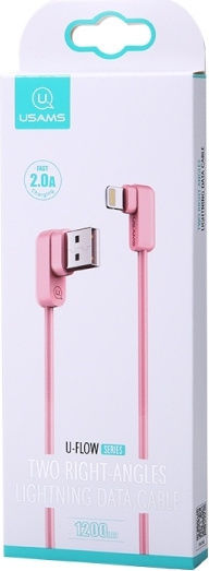 Usams SJ165 Angle (90°) USB to Lightning Cable Ροζ 1.2m (IPUSBCY03)