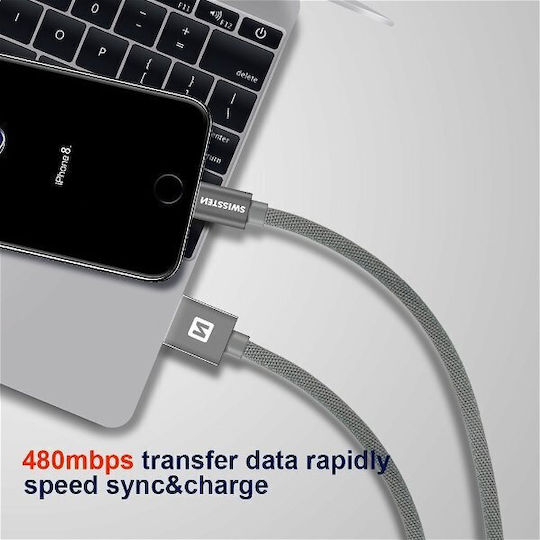 Swissten Braided USB-A to Lightning Cable Black 2m
