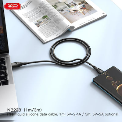 XO NB238 USB-A to Lightning Cable Μαύρο 3m (GSM171559)