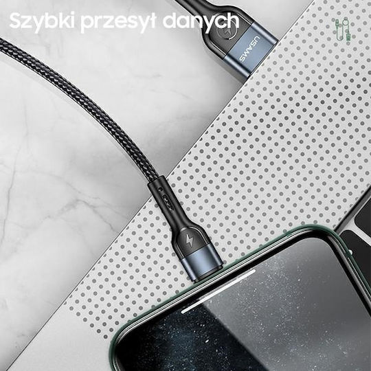 Usams SJ448 Плетена USB-A към Lightning кабел Зелен 1м (SJ448USBSG02)