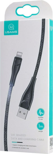 Usams SJ391 U41 Плетена USB-A към Lightning кабел Черен 1м (SJ391USB01)