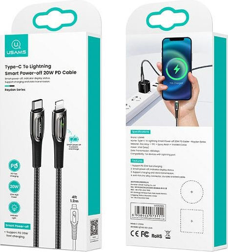 Usams US-SJ518 Geflochten USB-C zu Lightning Kabel 20W Grün 1.2m (SJ518USB02)