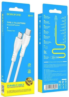 Borofone BX51 USB-C la Cablu Lightning Alb 1m