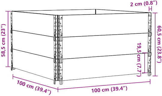 vidaXL Coliere pentru Paletă 100cmx100cmx60.5cm 3buc