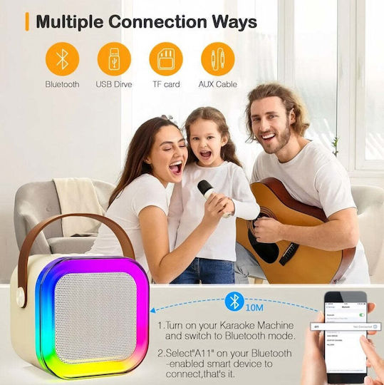 Karaoke Speaker with Wireless Microphones and Lighting Effects Beige
