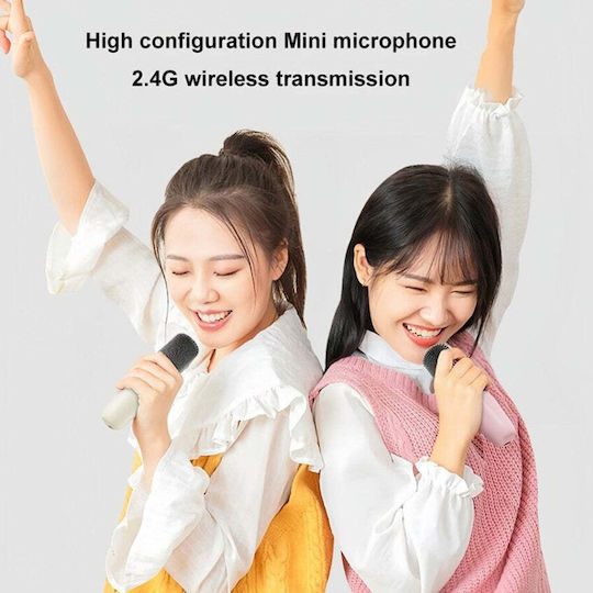Karaoke Speaker with Wireless Microphones and Lighting Effects Beige