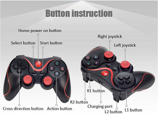 989413 Wireless Gamepad pentru Android / PC / iOS Roșu