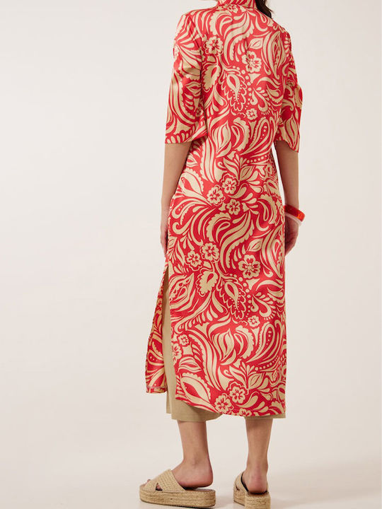 Enzzo Maxi Shirt Dress Dress Satin Coral