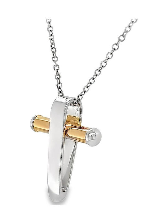 Herren Kreuz Roségold Weißgold 18K St106955