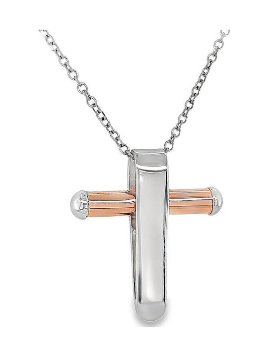 Herren Kreuz Roségold Weißgold 18K St106955