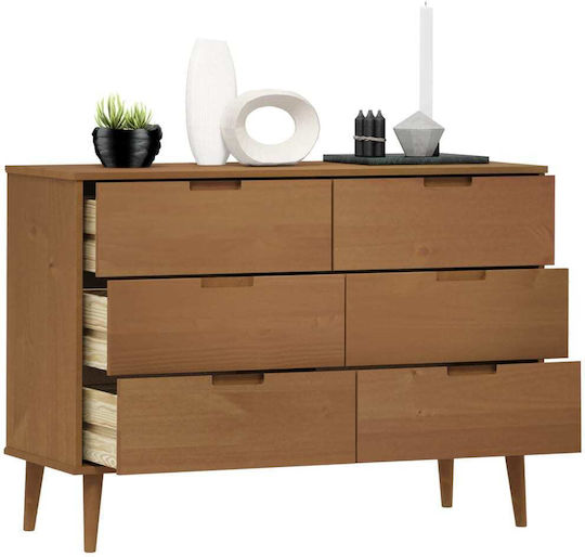 Comoda pentru Dormitor Molde cu 6 sertare Maro 113x40x80buc