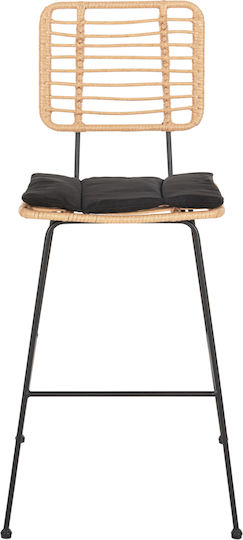 Scaun Rafturi și dulapuri pentru vin de Grădină Rattan Allegra cu pernă Negru 1buc 56x59x116cm