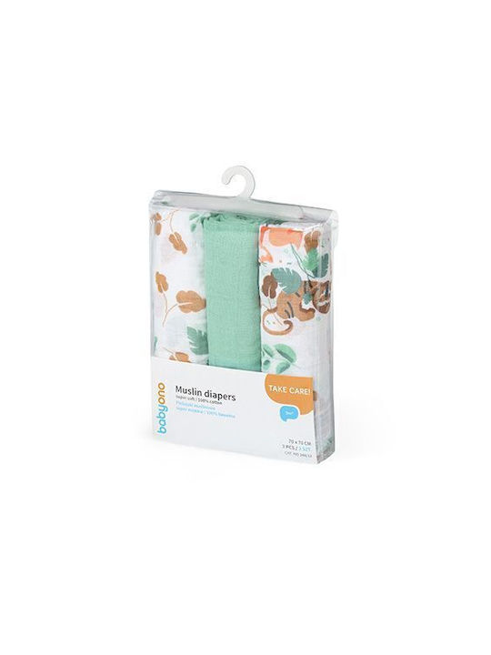 Babyono Piqué-Swaddle-Tücher Green 70x70cm. 3Stück