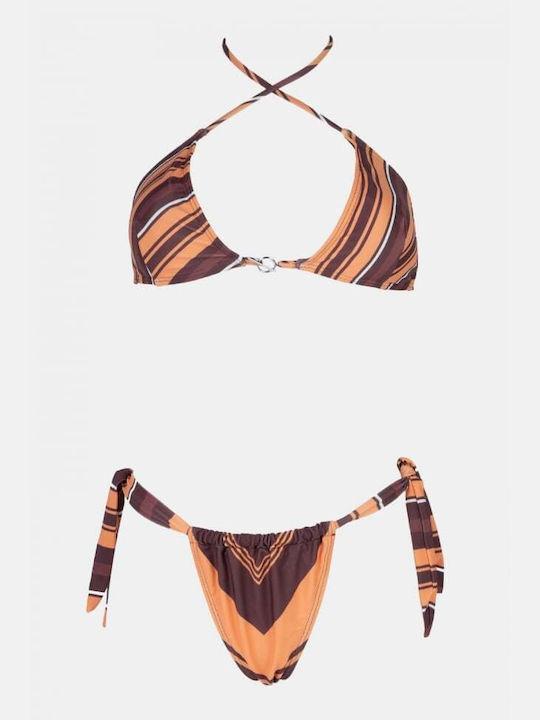 Set Bikini Triunghi Cu dungi PORTOOKALI