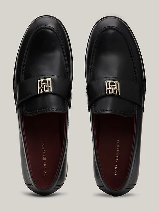 Leather Women's Loafers in Black Color