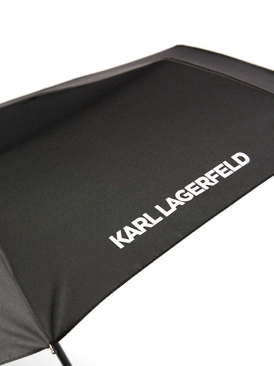 Karl Lagerfeld Logo Regenschirm Kompakt Schwarz
