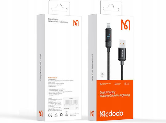 Mcdodo Braided USB-A to Lightning Cable 12W Black 1.2m