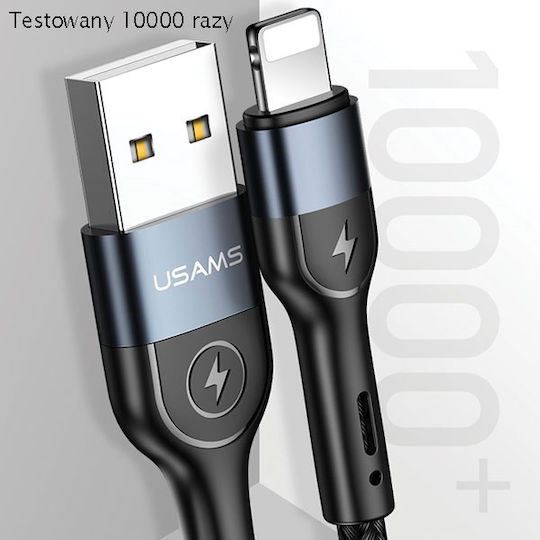 Usams SJ423 Braided / LED USB-A to Lightning Cable Πράσινο 1.2m