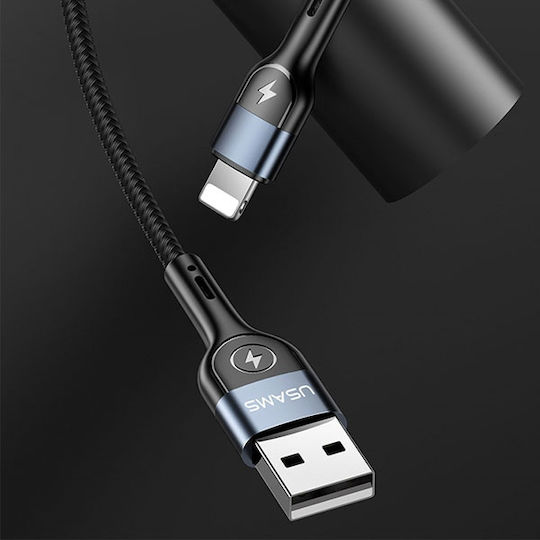 Usams SJ423 Braided / LED USB-A to Lightning Cable Πράσινο 1.2m