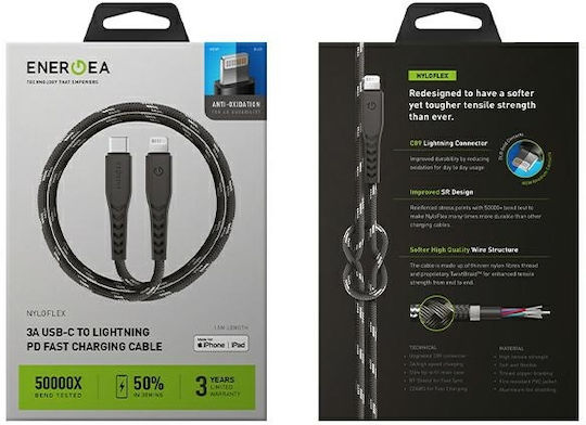 Energea C94 Braided USB-C to Lightning Cable Black 3m
