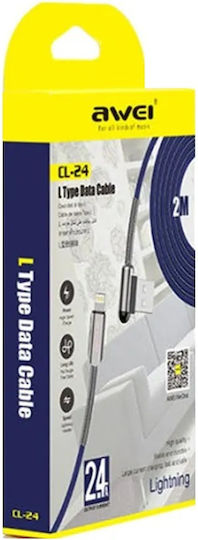 Awei CL-24 Braided USB-A to Lightning Cable Black 2m