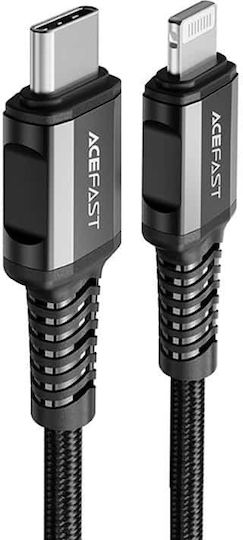 Acefast Плетена USB-C към Lightning кабел 30W Черен 1.2м (C1-01)