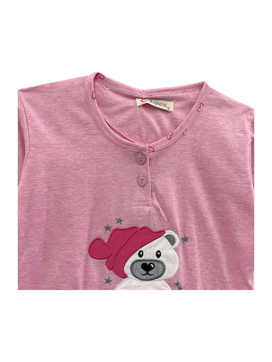 Ustyle Kids' Pajamas Summer Cotton Fuchsia Bear Summer Pajama Set