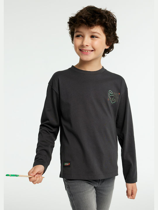 Mayoral Kids Blouse Long Sleeve Charcoal