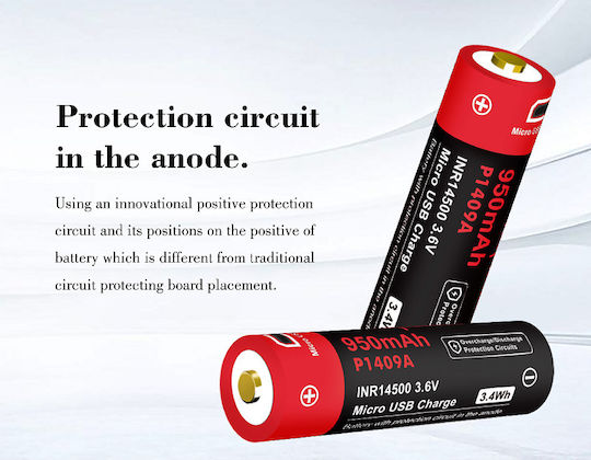Vapcell Wiederaufladbare Batterie 14500 950mAh 3.6V 1Stück