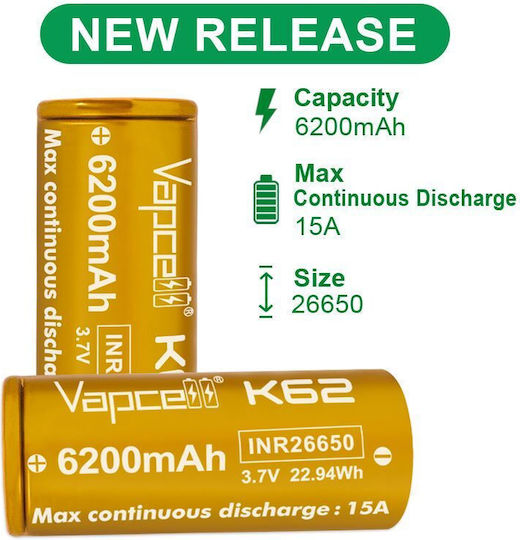 Vapcell Презареждаща батерия 26650 6200mAh 3.6V 1бр