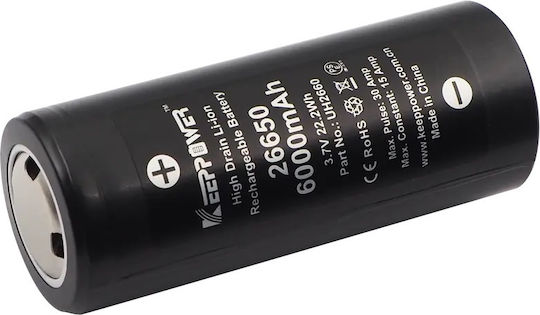 KeepPower Επαναφορτιζόμενη Μπαταρία 26650 6000mAh 2.5V 1τμχ