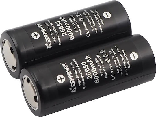KeepPower Επαναφορτιζόμενη Μπαταρία 26650 6000mAh 2.5V 1τμχ