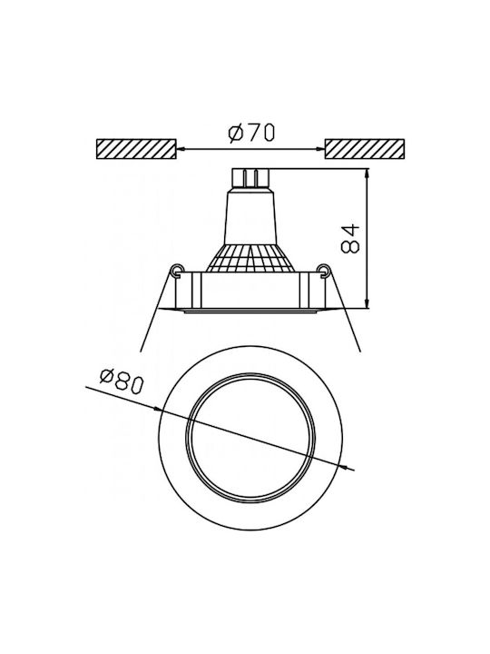 DIL Round Metallic Recessed Spot with Socket GU10 Copper