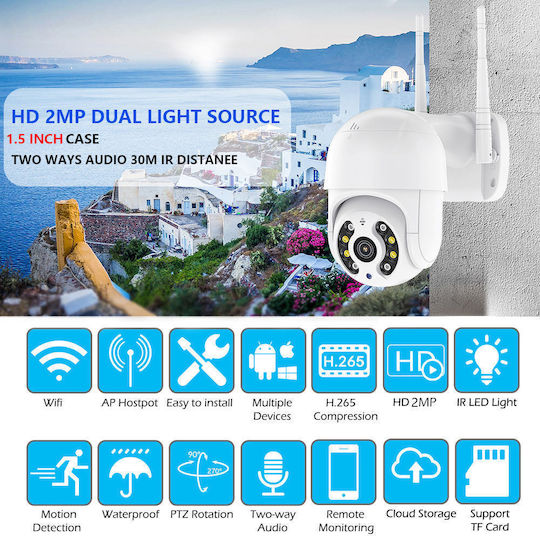 IP Cameră de Supraveghere Wi-Fi Full HD 1080p Rezistentă la apă cu Difuzor și Lentilă 3.6mm